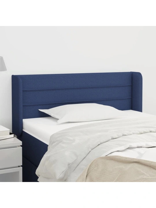 Čelo postele typu ušák modré 83 x 16 x 78/88 cm textil