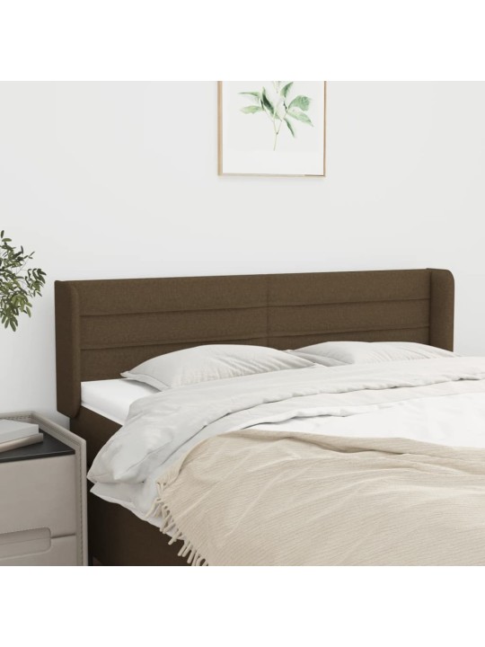 Čelo postele typu ušák tmavě hnědé 147x16x78/88 cm textil