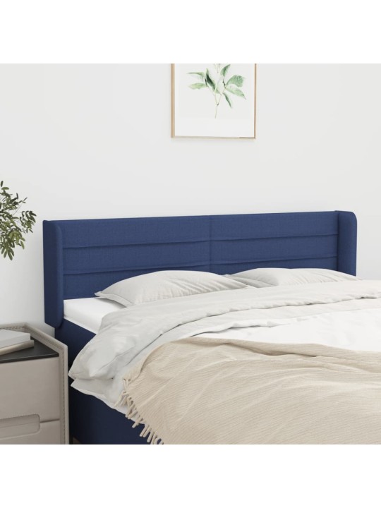 Čelo postele typu ušák modré 147 x 16 x 78/88 cm textil