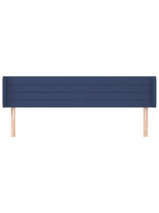 Čelo postele typu ušák modré 183x16x78/88 cm textil