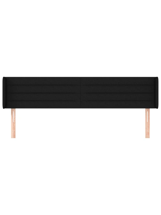 Čelo postele typu ušák černé 203 x 16 x 78/88 cm textil