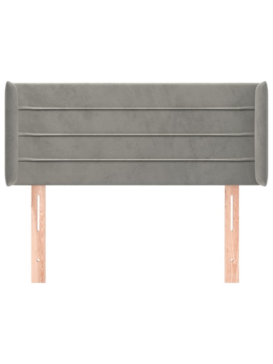 Čelo postele typu ušák světle šedé 83x16x78/88 cm samet