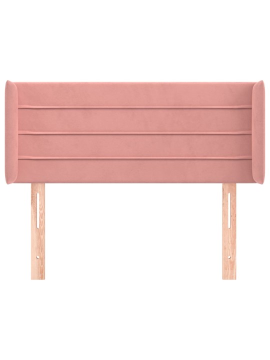 Čelo postele typu ušák růžová 83 x 16 x 78/88 cm samet