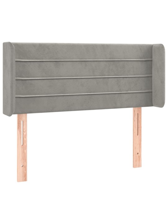 Čelo postele typu ušák světle šedé 93x16x78/88 cm samet