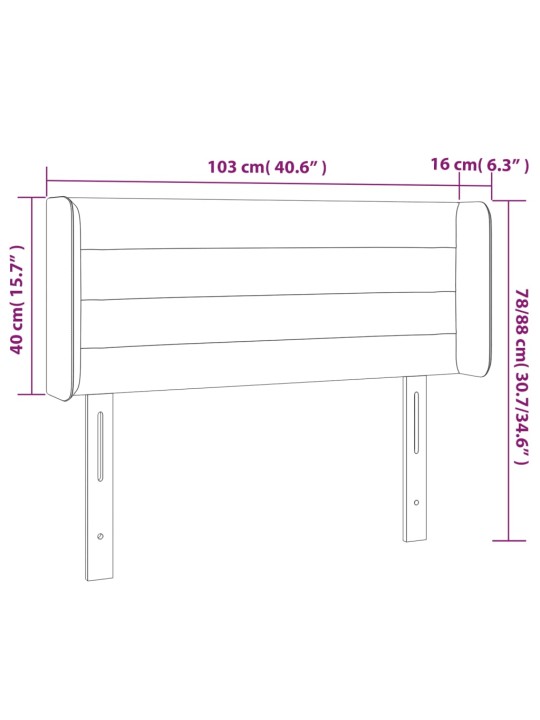 Čelo postele typu ušák tmavě šedé 103x16x78/88 cm samet