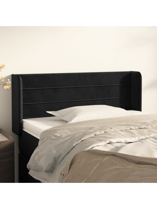 Čelo postele typu ušák černé 103 x 16 x 78/88 cm samet