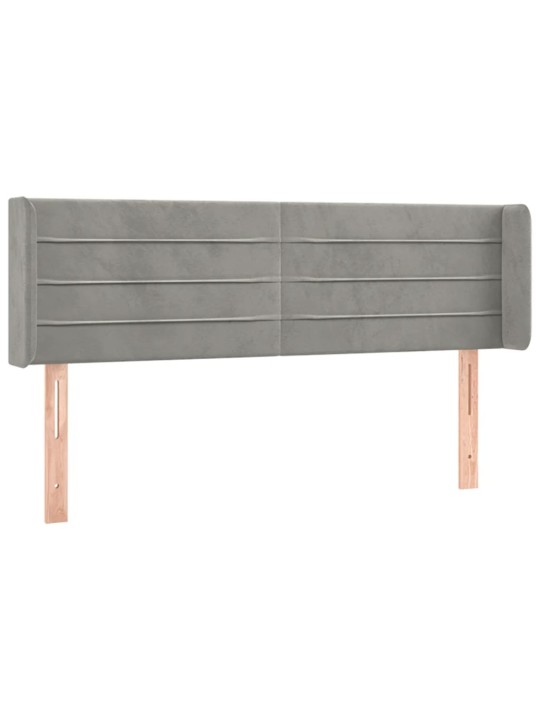 Čelo postele typu ušák světle šedé 147x16x78/88 cm samet