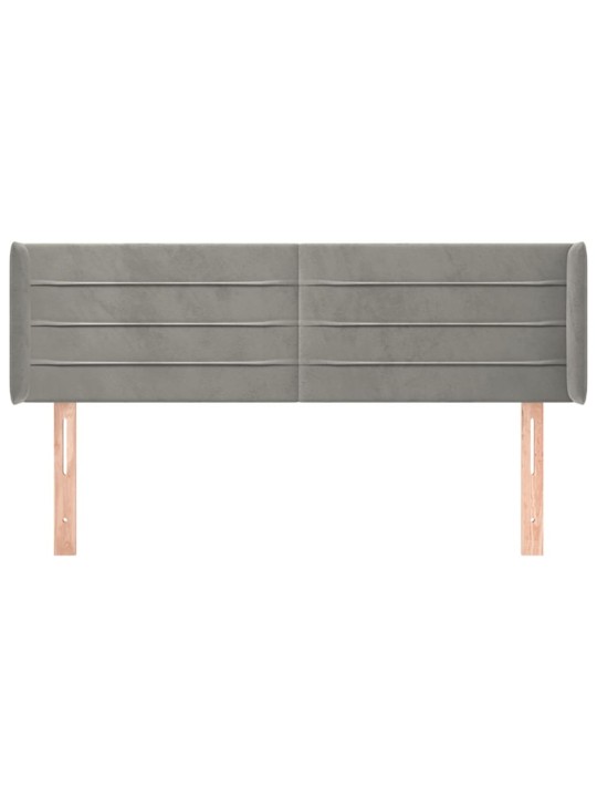 Čelo postele typu ušák světle šedé 147x16x78/88 cm samet