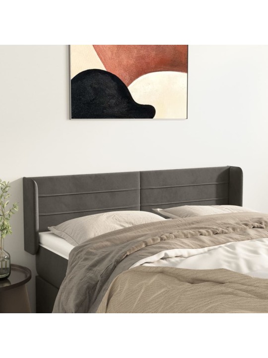 Čelo postele typu ušák tmavě šedé 147x16x78/88 cm samet