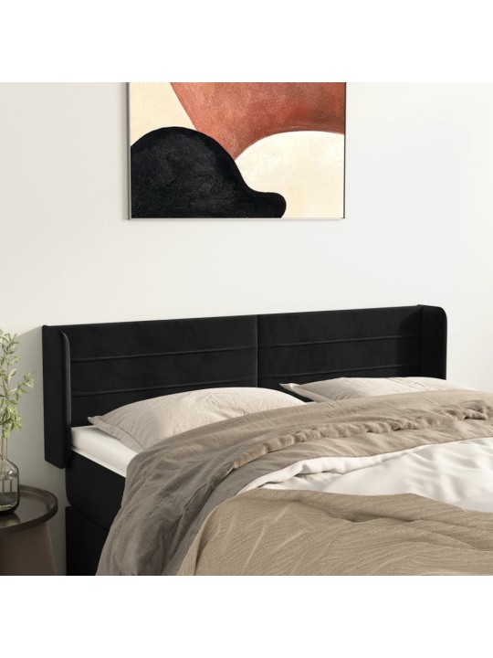 Čelo postele typu ušák černé 147x16x78/88 cm samet
