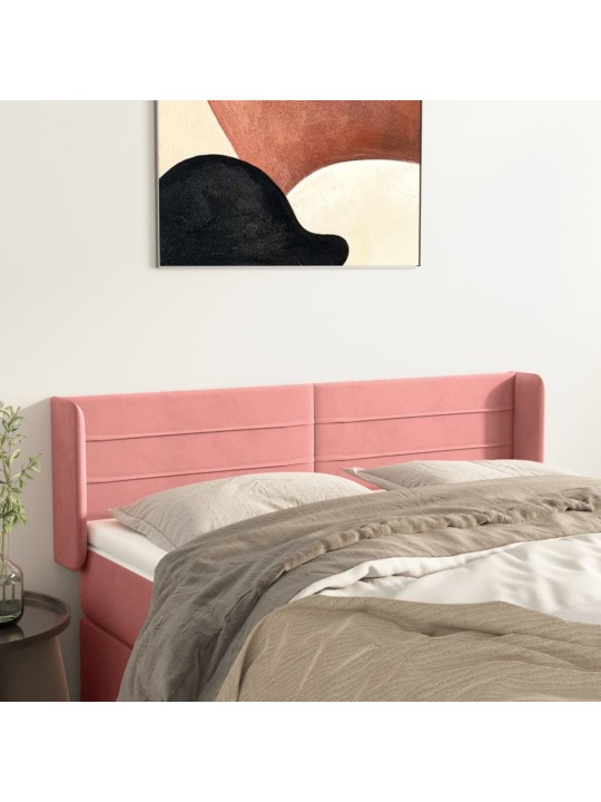 Čelo postele typu ušák růžová 147x16x78/88 cm samet