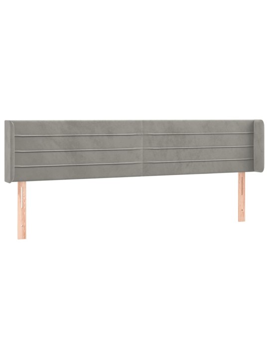 Čelo postele typu ušák světle šedé 183x16x78/88 cm samet