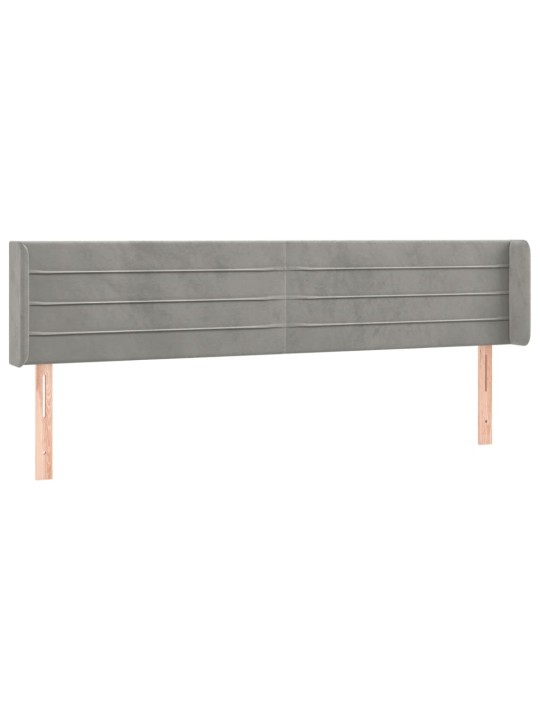 Čelo postele typu ušák světle šedé 203x16x78/88 cm samet