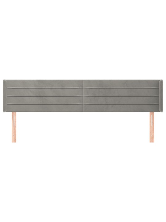 Čelo postele typu ušák světle šedé 203x16x78/88 cm samet