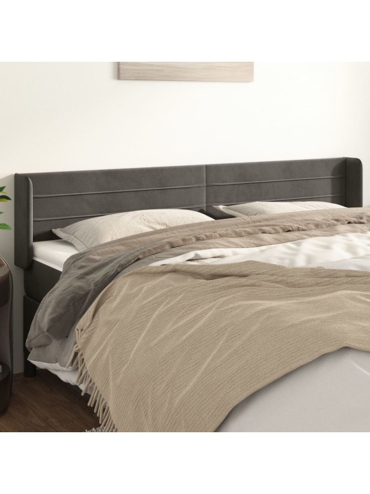 Čelo postele typu ušák tmavě šedé 203x16x78/88 cm samet