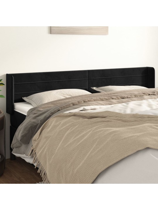Čelo postele typu ušák černé 203x16x78/88 cm samet