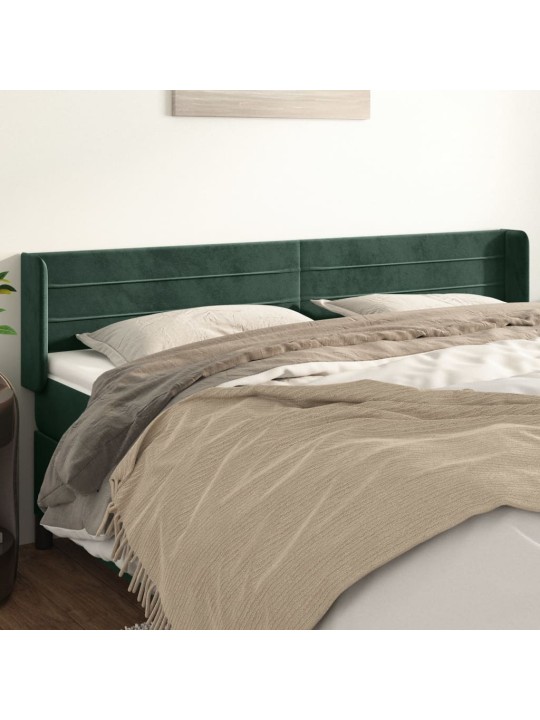 Čelo postele typu ušák tmavě zelená 203x16x78/88 cm samet