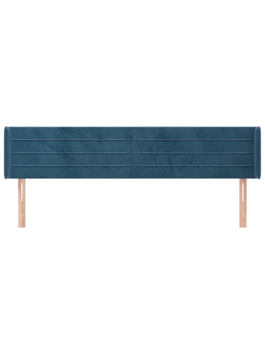 Čelo postele typu ušák tmavě modrá 203x16x78/88 cm samet