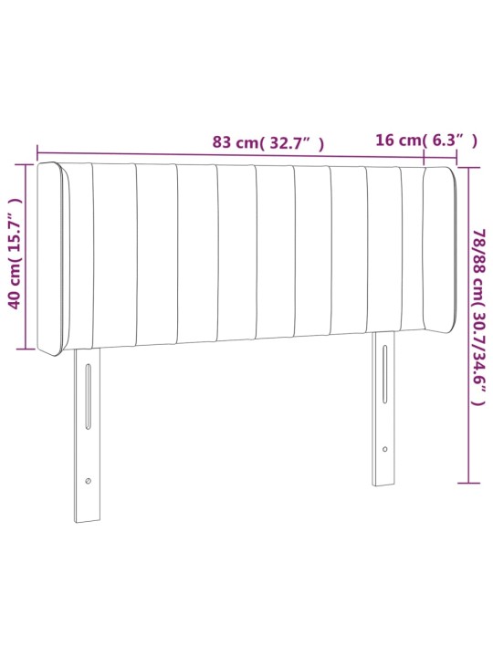 Čelo postele typu ušák tmavě šedé 83x16x78/88 cm textil