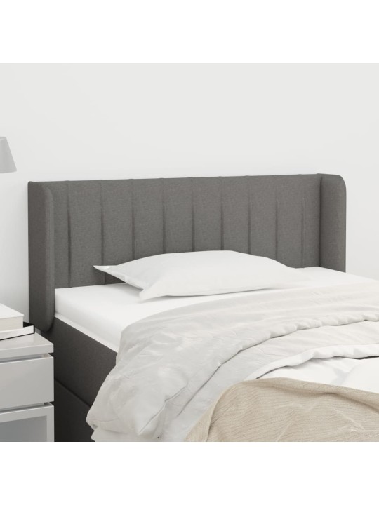 Čelo postele typu ušák tmavě šedé 83x16x78/88 cm textil