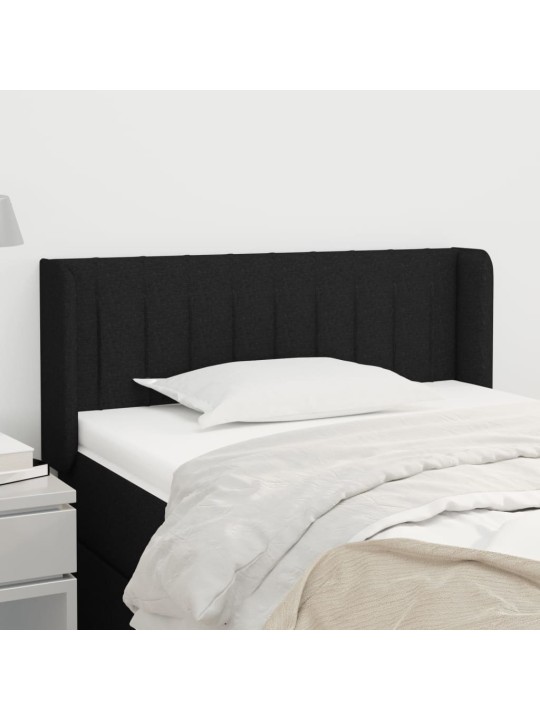 Čelo postele typu ušák černé 83 x 16 x 78/88 cm textil