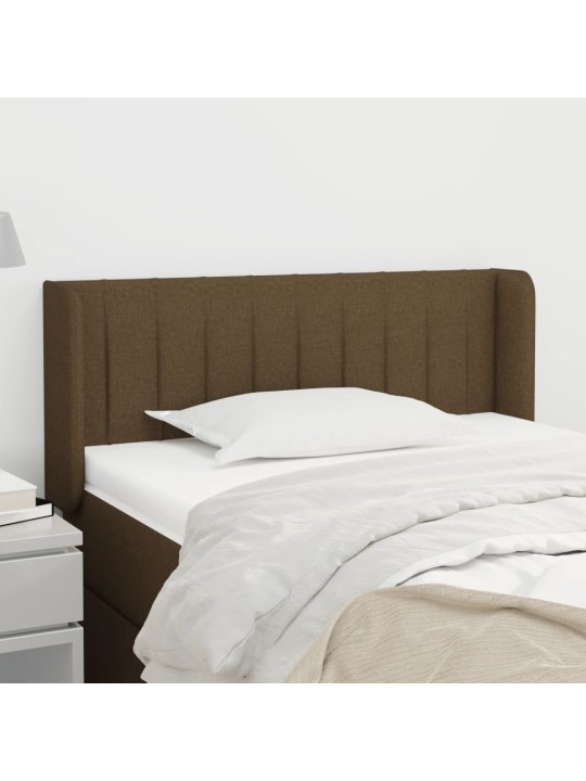 Čelo postele typu ušák tmavě hnědé 83 x 16 x 78/88 cm textil