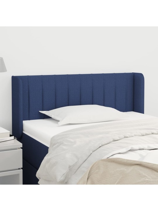 Čelo postele typu ušák modré 83 x 16 x 78/88 cm textil