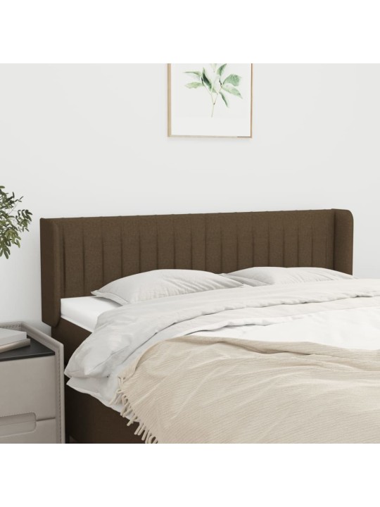 Čelo postele typu ušák tmavě hnědé 147x16x78/88 cm textil