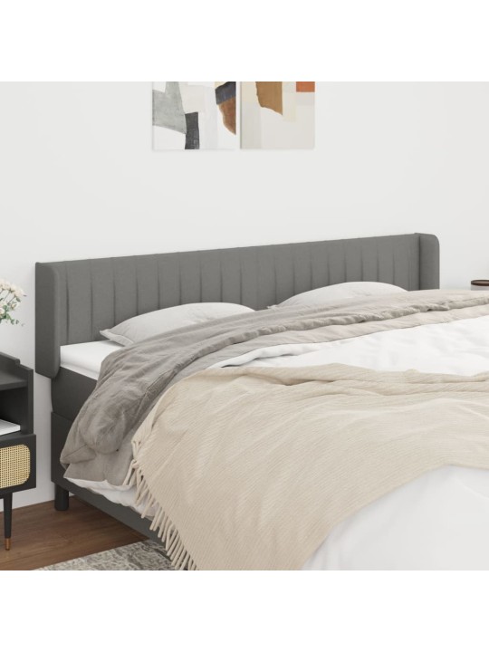 Čelo postele typu ušák tmavě šedé 163x16x78/88 cm textil