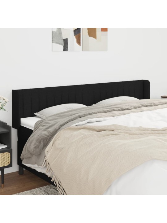Čelo postele typu ušák černé 183x16x78/88 cm textil