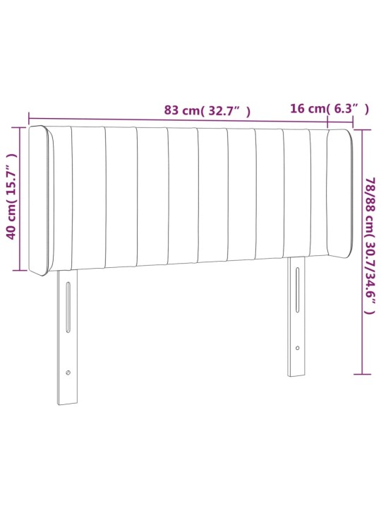 Čelo postele typu ušák tmavě šedé 83x16x78/88 cm samet