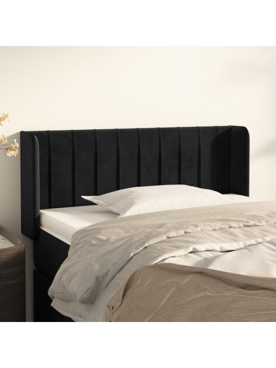Čelo postele typu ušák černé 83 x 16 x 78/88 cm samet