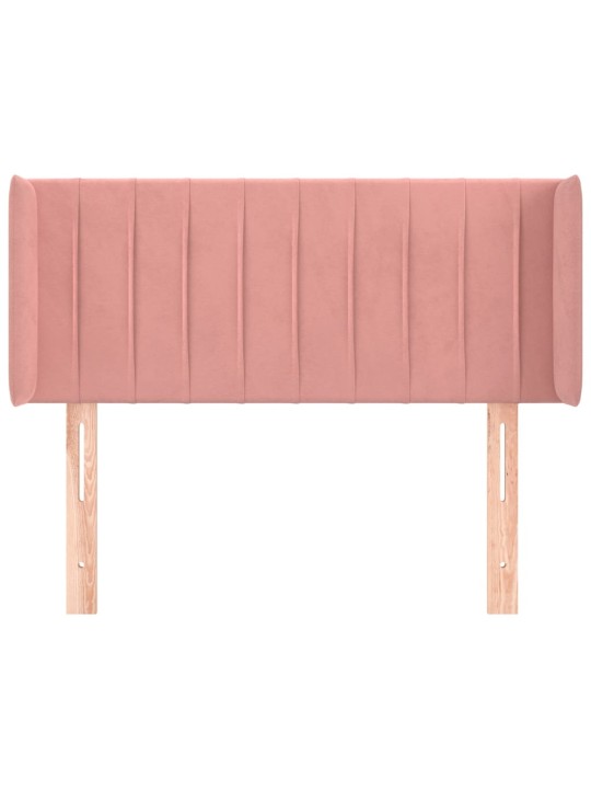Čelo postele typu ušák růžová 83 x 16 x 78/88 cm samet