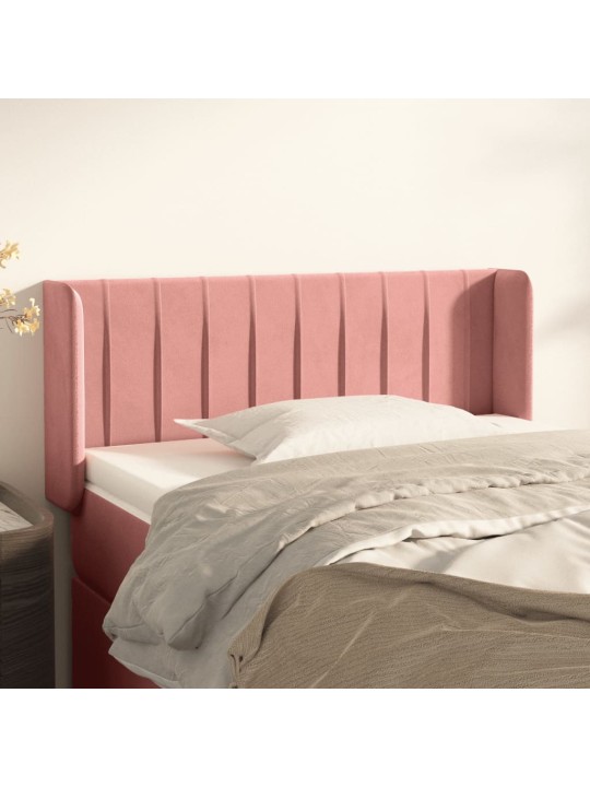 Čelo postele typu ušák růžová 83 x 16 x 78/88 cm samet
