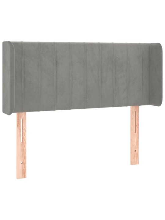 Čelo postele typu ušák světle šedé 93x16x78/88 cm samet