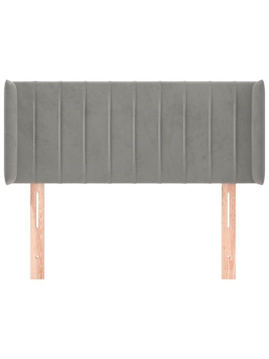 Čelo postele typu ušák světle šedé 93x16x78/88 cm samet