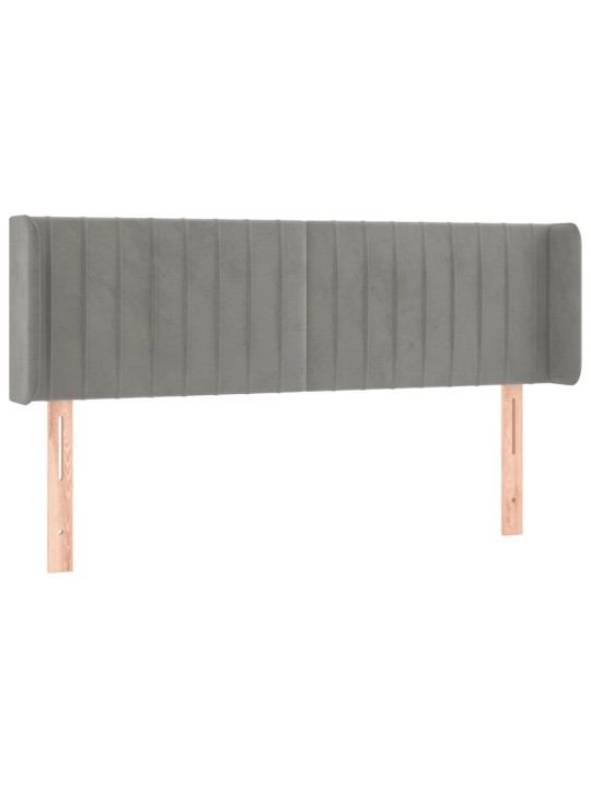 Čelo postele typu ušák světle šedé 147x16x78/88 cm samet