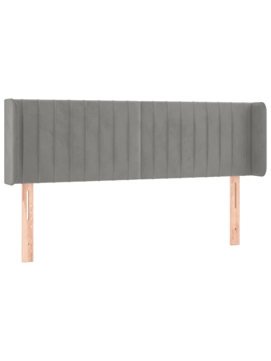 Čelo postele typu ušák světle šedé 147x16x78/88 cm samet