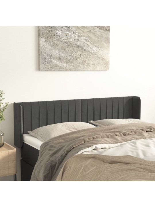 Čelo postele typu ušák tmavě šedé 147x16x78/88 cm samet
