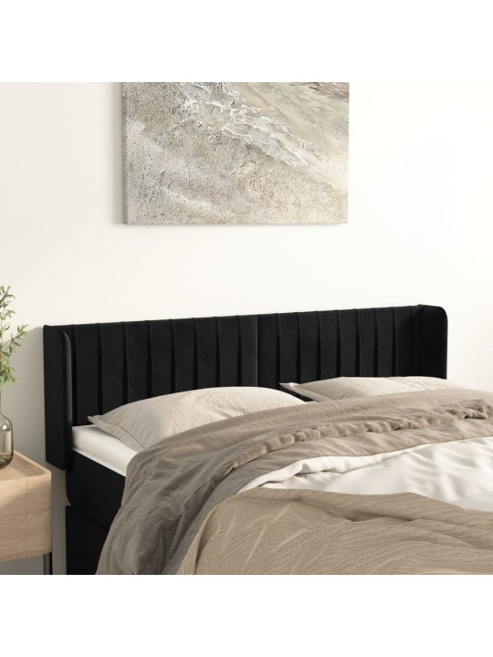 Čelo postele typu ušák černé 147x16x78/88 cm samet