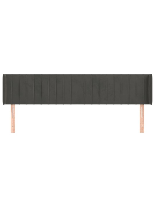 Čelo postele typu ušák tmavě šedé 163x16x78/88 cm samet