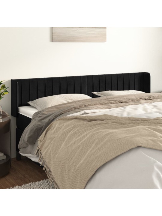 Čelo postele typu ušák černé 163x16x78/88 cm samet
