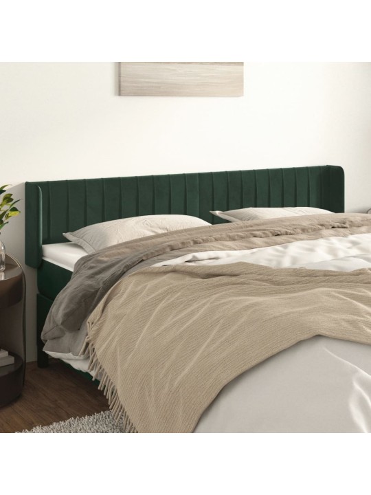 Čelo postele typu ušák tmavě zelená 163x16x78/88 cm samet