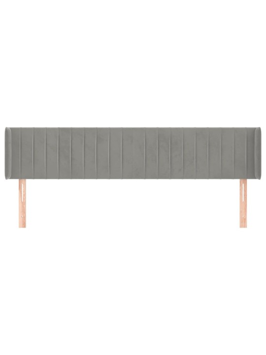Čelo postele typu ušák světle šedé 183x16x78/88 cm samet