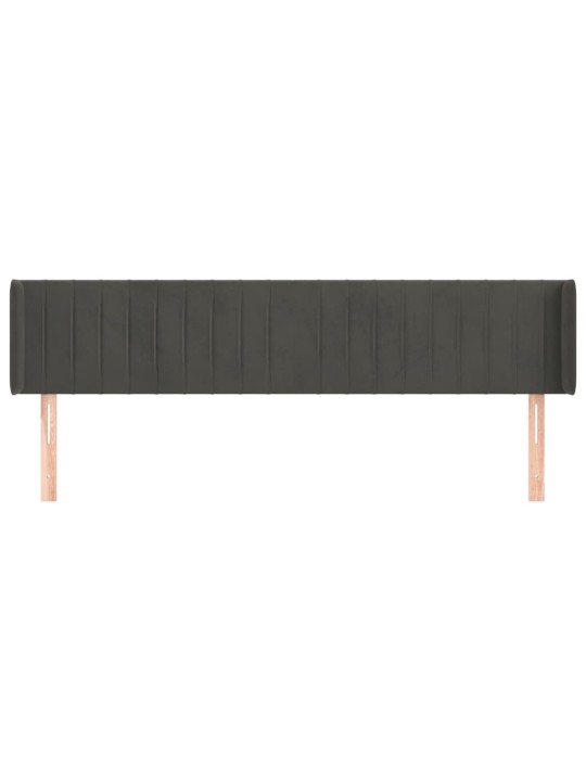 Čelo postele typu ušák tmavě šedé 183x16x78/88 cm samet