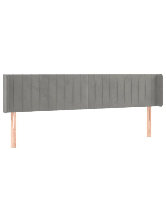 Čelo postele typu ušák světle šedé 203x16x78/88 cm samet