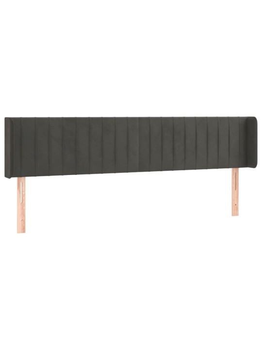 Čelo postele typu ušák tmavě šedé 203x16x78/88 cm samet