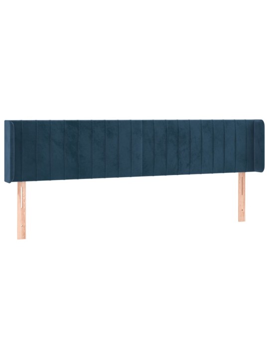 Čelo postele typu ušák tmavě modrá 203x16x78/88 cm samet