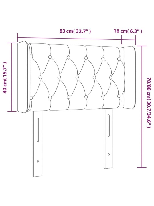 Čelo postele typu ušák tmavě šedé 83x16x78/88 cm textil