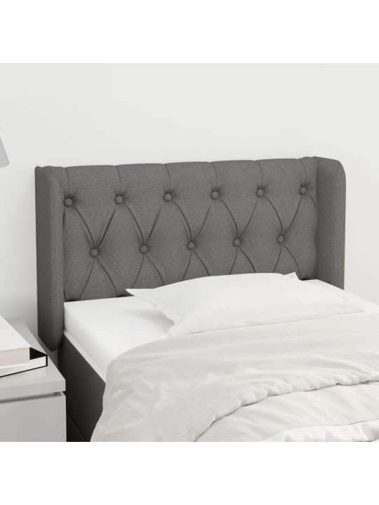 Čelo postele typu ušák tmavě šedé 83x16x78/88 cm textil